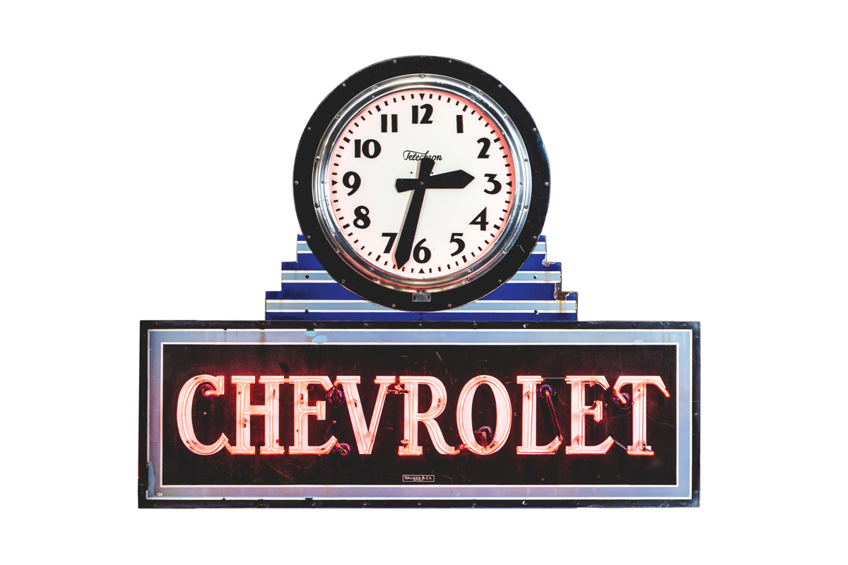 Chevrolet Neon with Telechron Clock Sign Mounted Back-To-Back offered at RM Auctions’ Auburn Spring live auction 2019